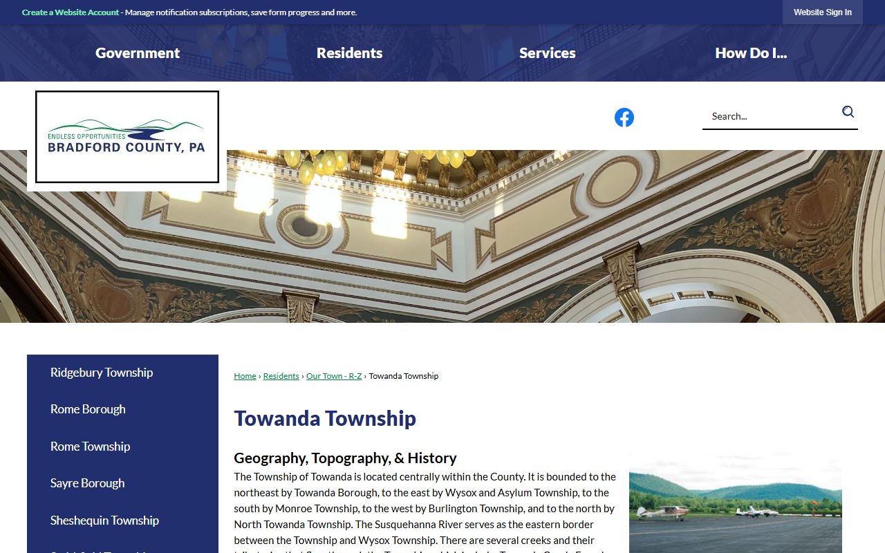 Bradford County Towanda Township police information page for local incident reports and public records