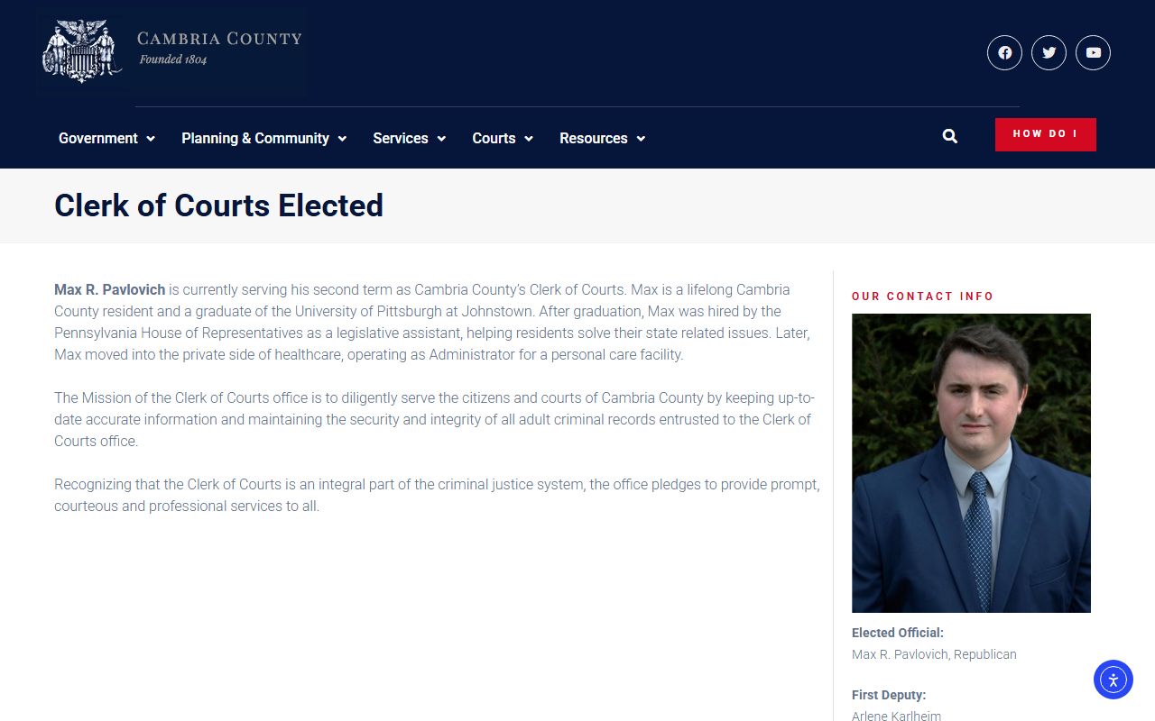 Cambria County Clerk of Courts for criminal court records