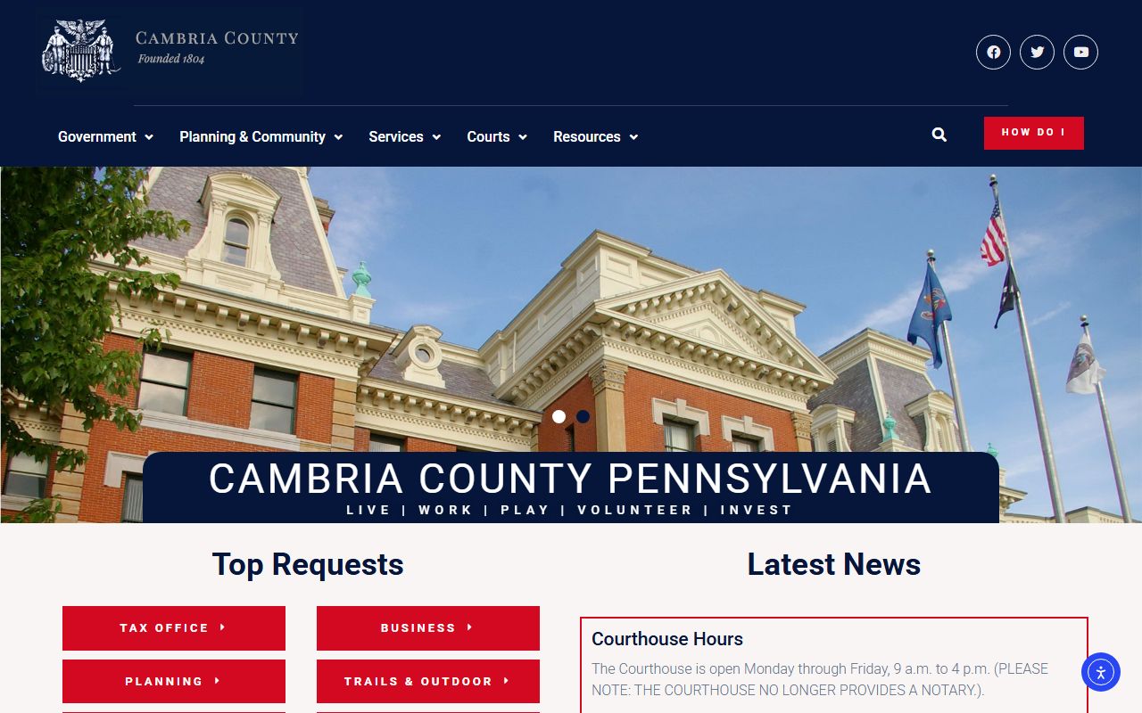 Cambria County official website for police records access