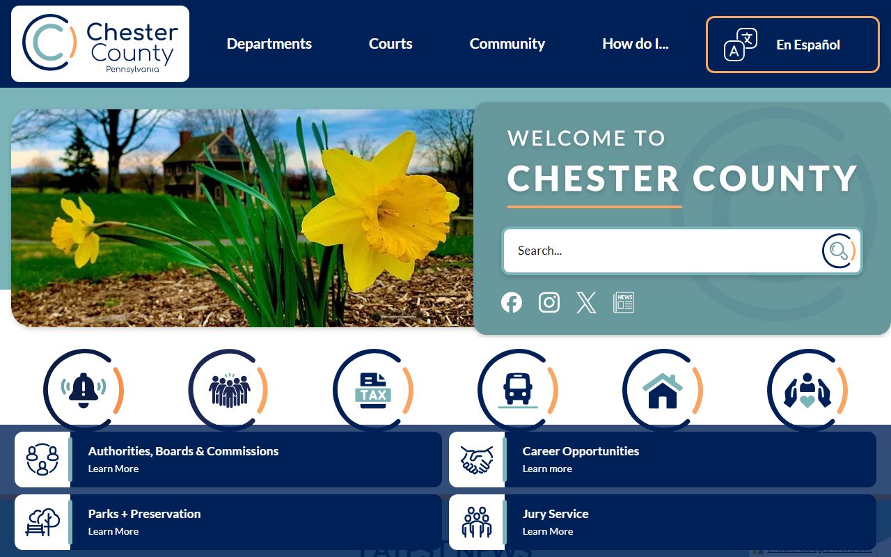 Chester County Pennsylvania official government website homepage