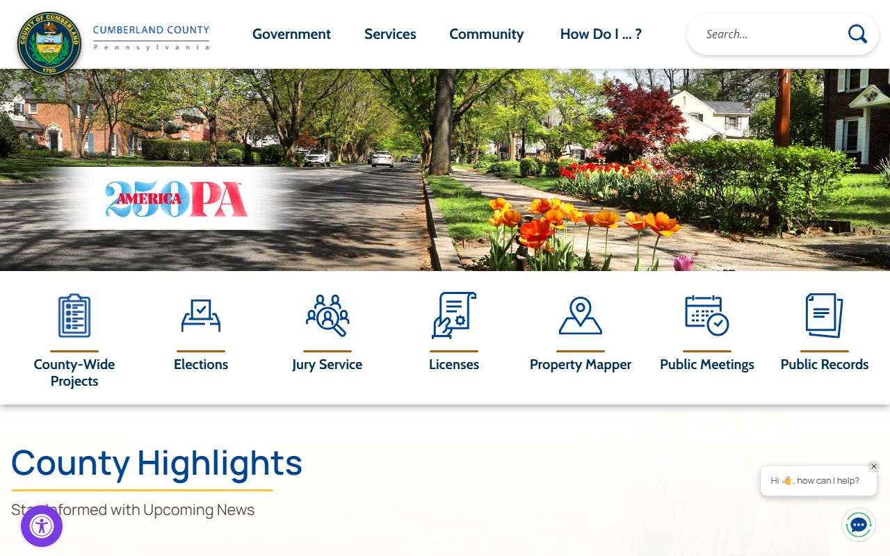 Cumberland County official website with links to Sheriff services and police records