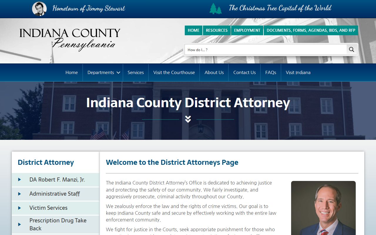 Indiana County District Attorney office page related to criminal records and prosecutions