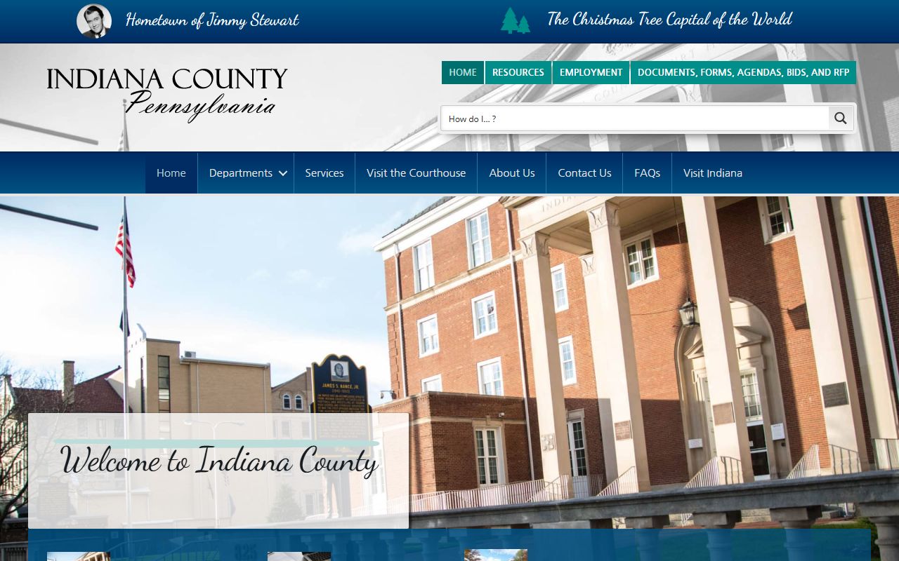 Indiana County official website featuring county departments and police records access