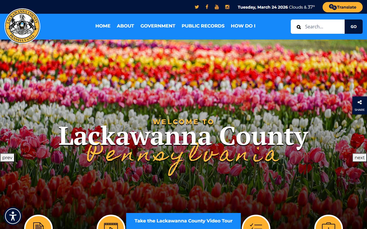 Lackawanna County official website showing county departments and police records resources