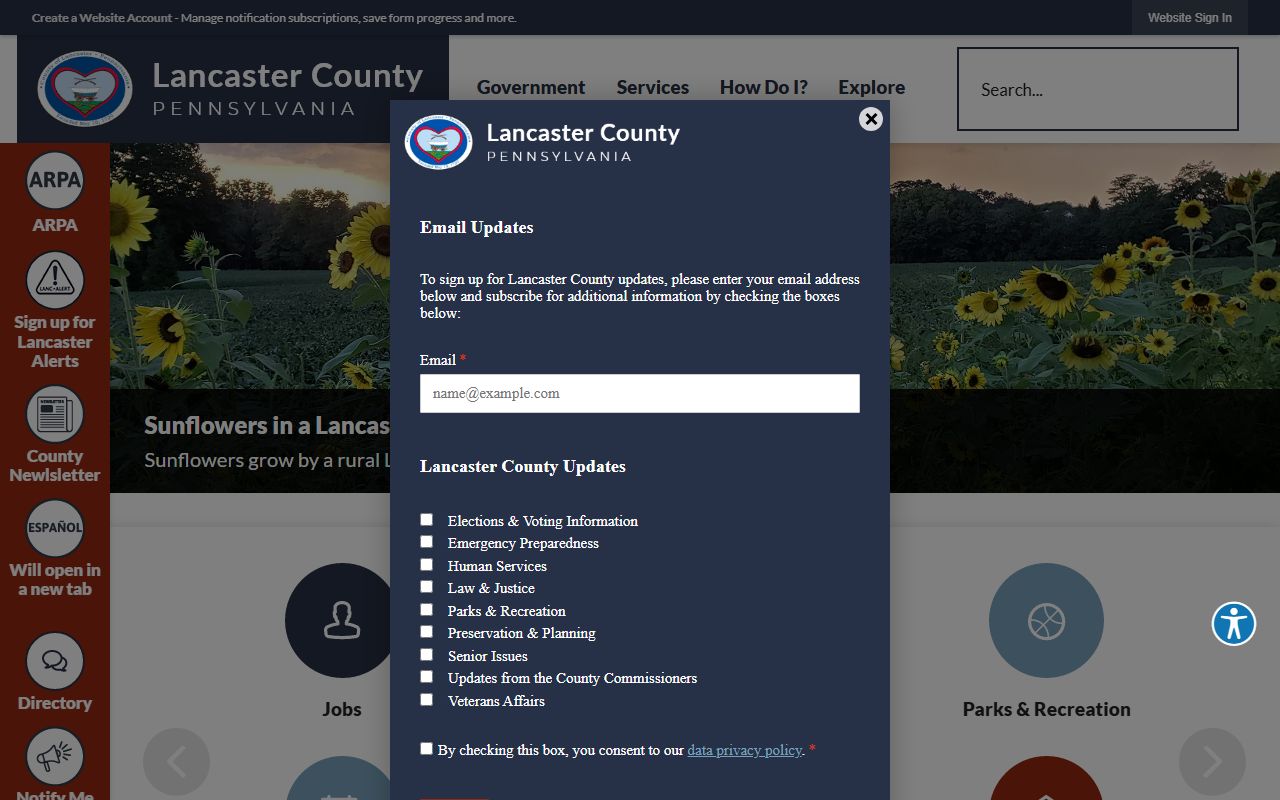 Lancaster County official website for police records access