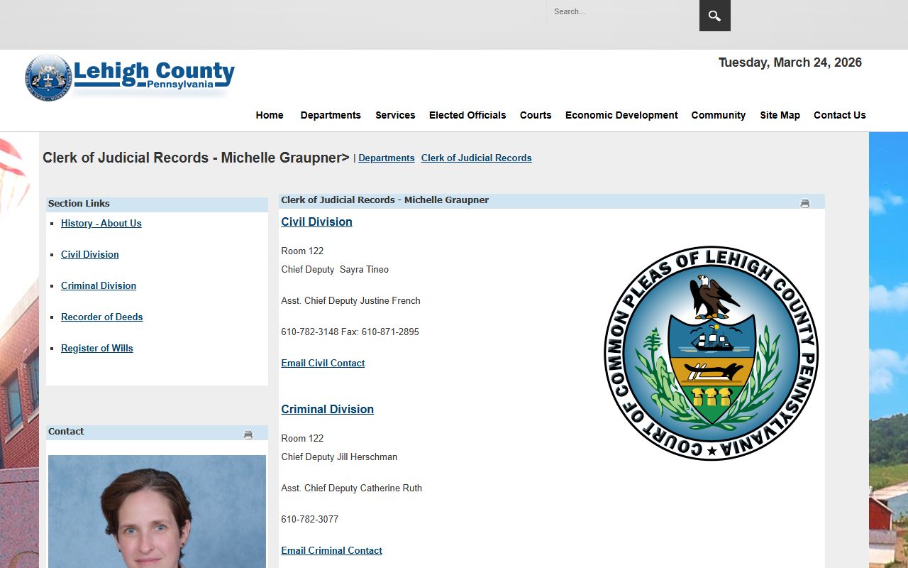 Lehigh County Clerk of Courts for criminal court records