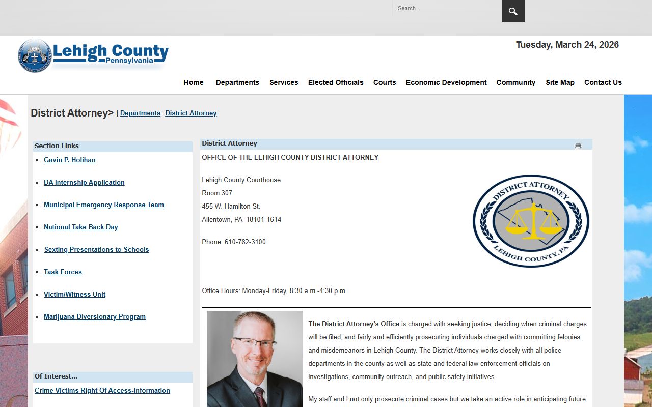 Lehigh County District Attorney office for criminal prosecution records