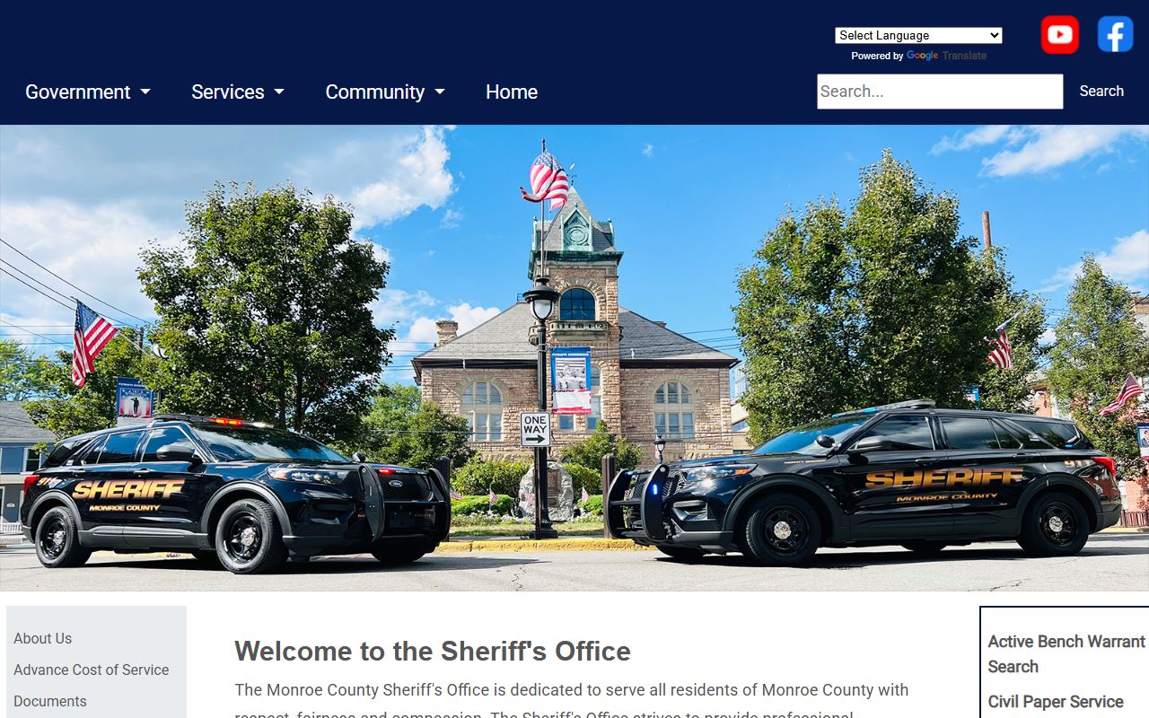 Monroe County Sheriff's Office for warrants and police records