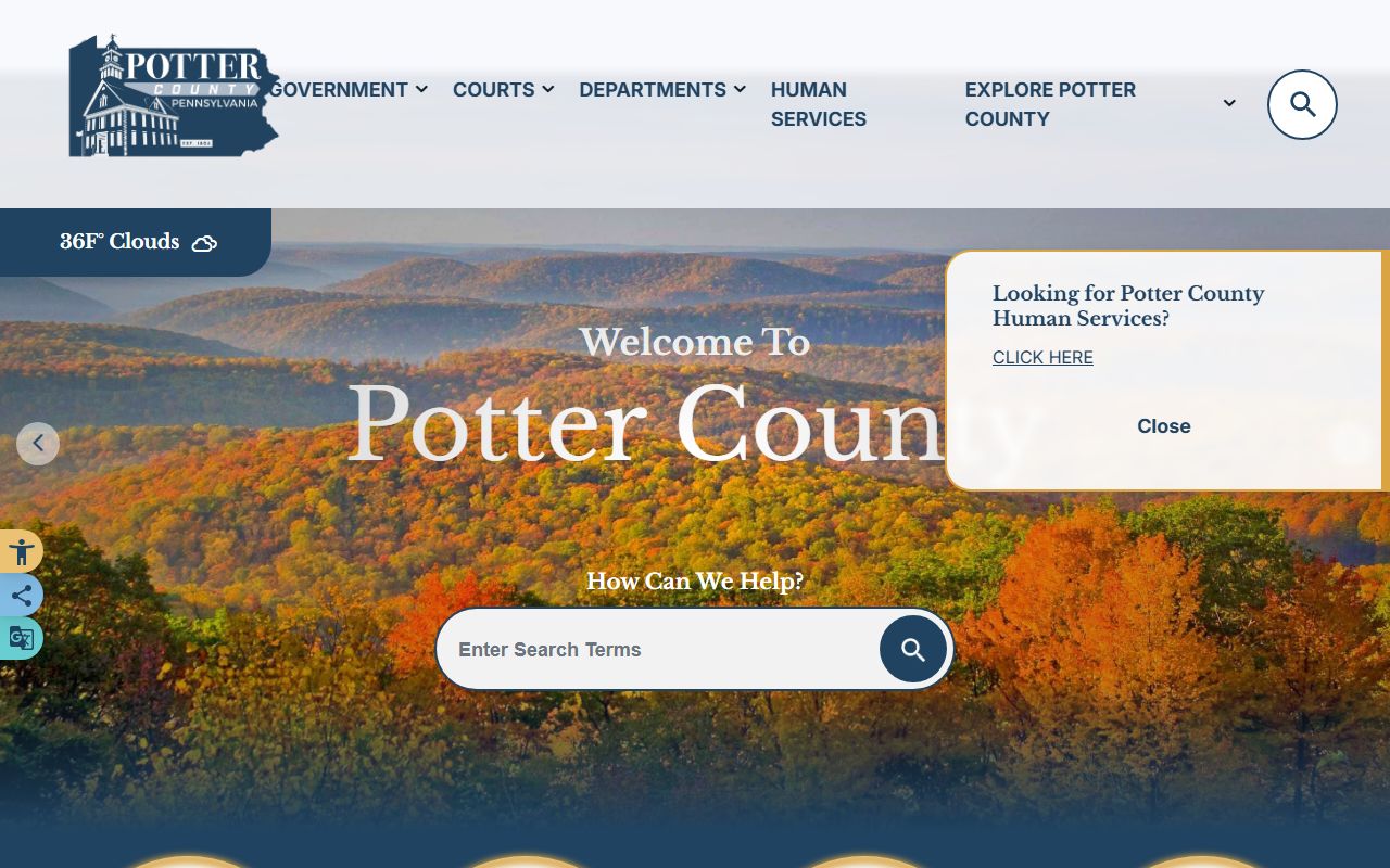 Potter County official website for police records access