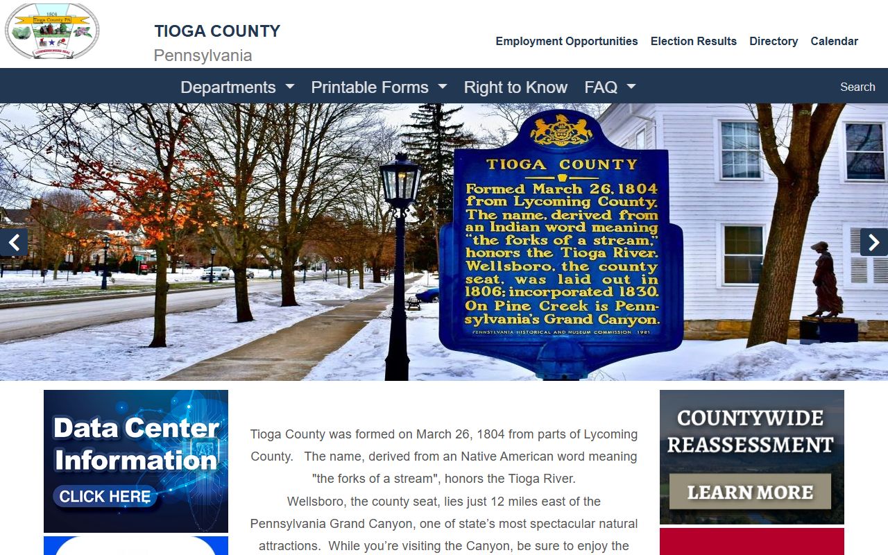 Tioga County official website for police records access