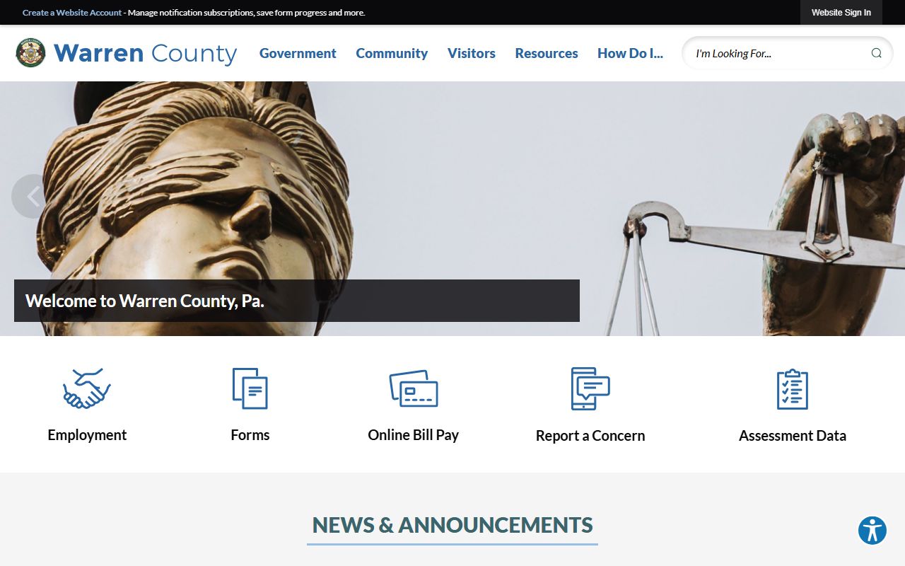 Warren County official website for police records access